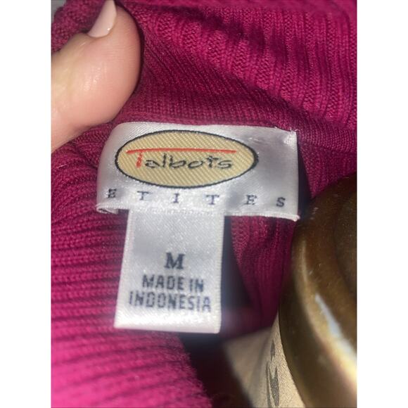 Talbots Woman’s Burgundy Turtle Neck Long Sleeve Knit Pullover Sweater Medium - Picture 6 of 8
